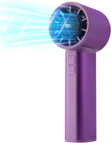 Miniatura 14 de Ventilador turbo portátil de mano, mini ventilador personal ajustable, funciona con batería recargable USB-C, pantalla digital, ultra silencioso
