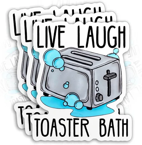 Miniatura 9 de Calcomanías de baño con tostadora Live Laugh (3 unidades, 2 pulgadas), divertida cita de tostadora, broma troquelada, impermeable, para casco duro