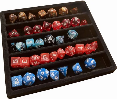 Miniatura 8 de N'icePackaging - Bandeja de dados acolchada negra de lujo con bolsa de dados de viaje de arpillera azul - para juegos de rol/mesa/D&D 5e / rodar
