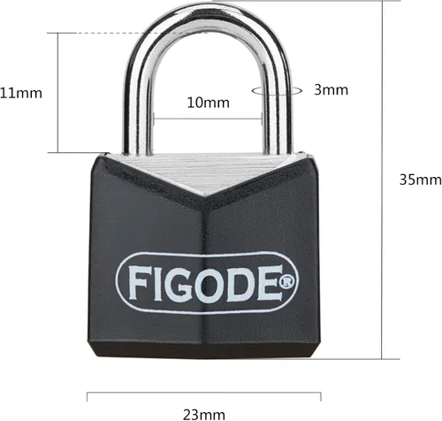 Miniatura 7 de FIGODE® Candado pequeño y ligero con llaves grandes, cerradura de aluminio cubierta negra, 3/4 pulgadas de ancho, candados de equipaje para maleta