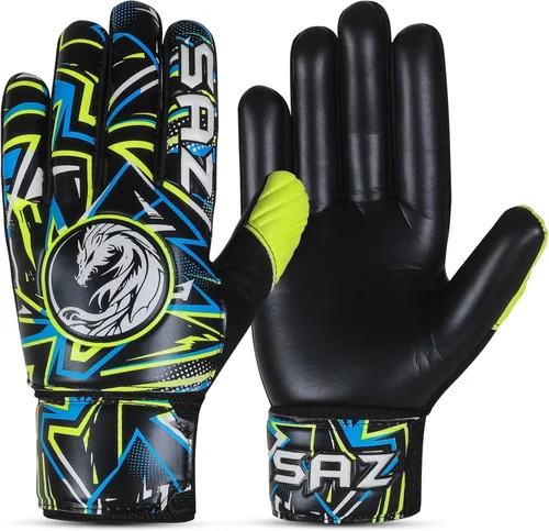 SAZ Guantes de portero de fútbol, guantes de portero de fútbol para niños, niños y jóvenes, guantes de portero de fútbol con palmas de látex de