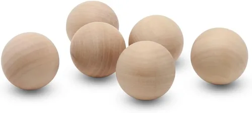Miniatura 14 de Bolas redondas de madera de 3-1/2 pulgadas para manualidades, bola de madera dura de abedul redonda sin terminar y lisa, y esfera de madera, por