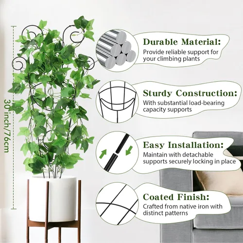 Miniatura 3 de ZOUTOG Enrejado para plantas trepadoras de interior, paquete de 4 unidades de 30 pulgadas, enrejado de jardín de metal resistente al óxido para Negro