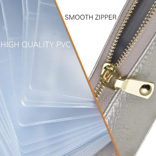 Miniatura 7 de Easyoulife - Monedero de cuero con cremallera, billetera portatarjetas para mujer, bloqueo RFID