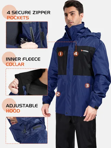 Miniatura 6 de Rodeel Traje impermeable para pesca para hombres (conjunto de chaqueta y pantalón de lluvia)