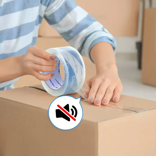 Miniatura 7 de JARLINK Cinta de embalaje silenciosa transparente sin ruido (12 rollos), cinta de embalaje resistente para embalaje de envío, sellado en movimiento