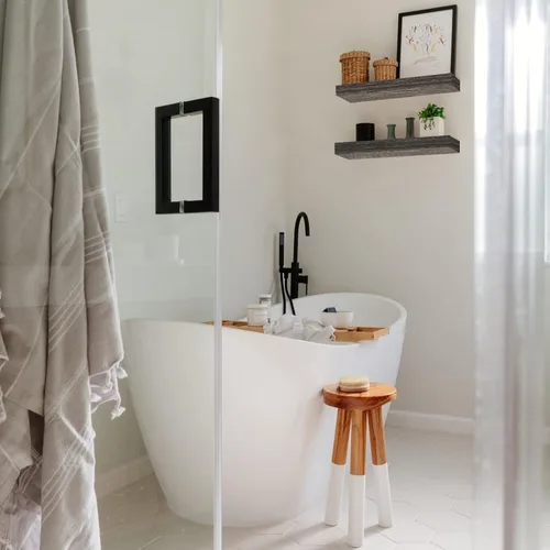Miniatura 9 de QEEIG Estantes flotantes de baño para pared, estante de pared de 15.7 pulgadas sobre el inodoro, decoración del hogar, estantería pequeña de 15.7 x