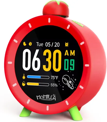 MOMILLA Reloj Despertador para Niños para Dormitorios, Pantalla Colorida Programable 7 Días 4 Alarmas, Temporizador Visual con Ruido Blanco, Reloj