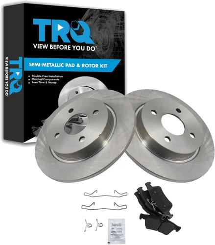 Miniatura 113 de TRQ Juego de pastillas de freno semimetálicas traseras y rotores compatibles con Chevrolet Trailblazer 02-06 Trailblazer EXT 04-06 SSR 02-07 GMC