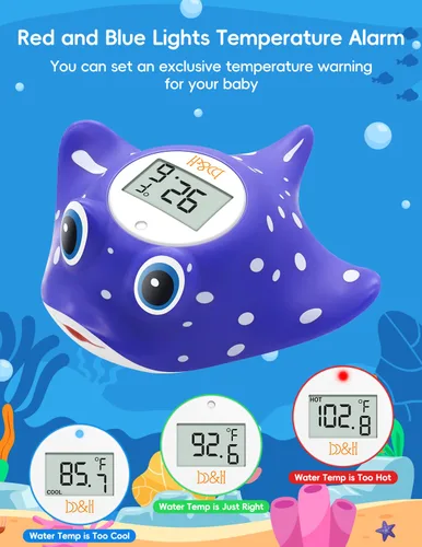 Miniatura 3 de b&h Termómetro de baño para bebé, termómetro digital de lectura instantánea para bañera y habitación de bebés, mide la temperatura del agua