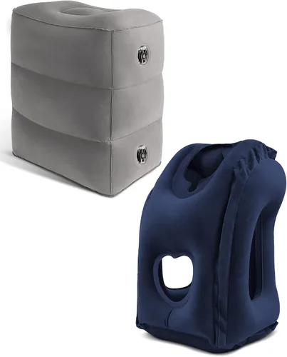 Almohada inflable de viaje y almohada inflable para descanso de pies, artículos esenciales de viaje para adultos, ideal para avión, oficina, hogar,