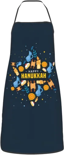 Miniatura 9 de Wishing Happy Hanukkah Delantales de cocina para chef, impermeable, ajustable, divertido delantal para barbacoa con bolsillos para hombres y mujeres