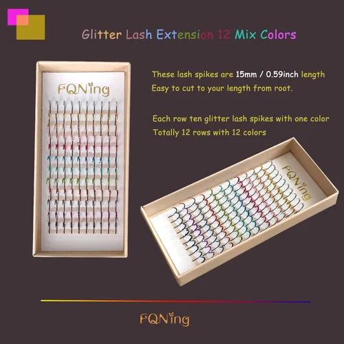 Miniatura 3 de Extensiones de pestañas con purpurina láser, 12 colores de larga duración, brillantes individuales, extensiones de pestañas, suministros Mezcla