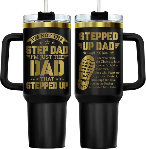 Miniatura 25 de 34HD Regalos de cumpleaños para el Día del Padre, de parte de su hija o hijo, taza de viaje aislada para 50 cumpleaños, clásico de 40 onzas con asa