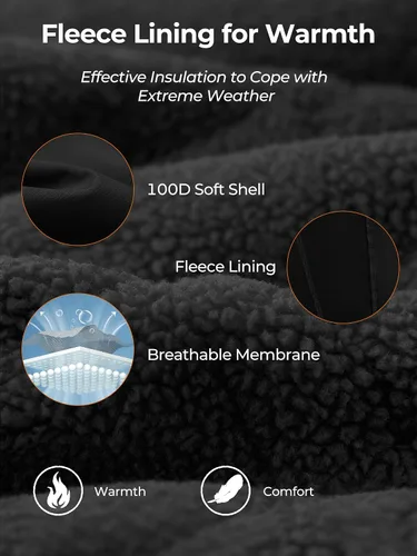 Miniatura 3 de Chaqueta impermeable de softshell para hombre, resistente al viento con forro polar para invierno con capucha, ligera y cálida