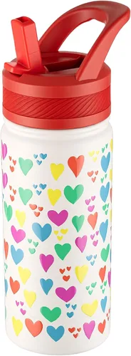 Miniatura 20 de Fanhaw Botella de Agua Aislada para Niños de 18 Oz con Tapa de Pajita – Acero Inoxidable de Doble Pared al Vacío, A Prueba de Fugas, Botellas