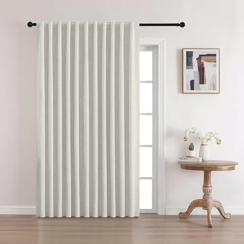 Miniatura 30 de CUCRAF Juego de 2 paneles de cortinas 100% opacas de lino de 84 pulgadas de largo, con pestaña trasera y bolsillo para barra para sala de estar