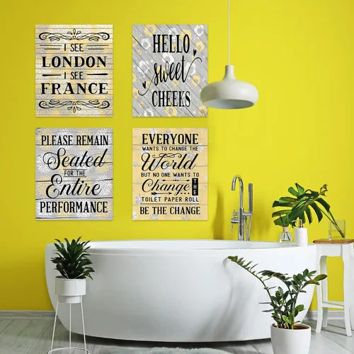 Miniatura 2 de Twisted R Design Lienzo decorativo para pared, juego de 4 impresiones divertidas de 8 x 10 pulgadas para pared de baño, hechas en Estados Unidos
