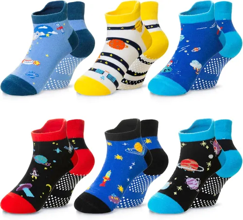 Miniatura 9 de Eyean Calcetines tobilleros de algodón para niños, diseño de animales, suaves, antideslizantes, para niños y niñas, calcetines invisibles, 6 pares