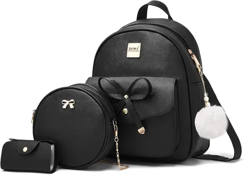 Miniatura 19 de ZGWJ Mini mochila de cuero con moño, mochila pequeña, linda mochila casual de viaje para niñas y mujeres, M, Mochilas tipo mochila