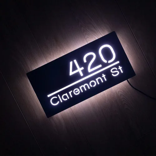 Miniatura 7 de Números de Casa Retroiluminados de 12V para Casa, Números Iluminados Personalizados, Placa de Dirección Iluminada con LED (30X15CM, Luz Blanca)