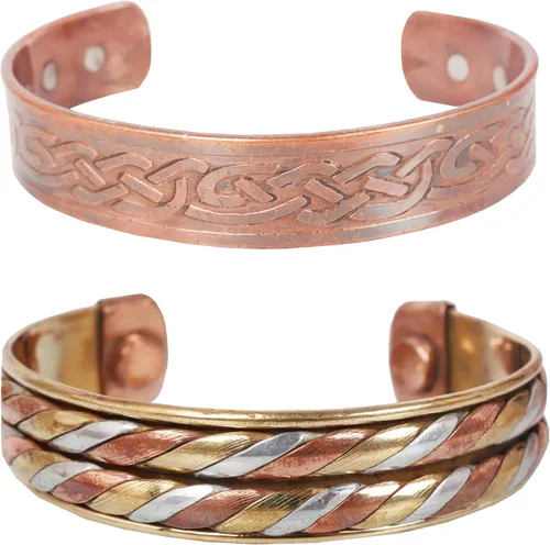 Miniatura 10 de Pulseras de cobre Touchstone regalo para hombres y mujeres joyería magnética 100% pura y sólida ajustable juego de pulseras hechas a mano