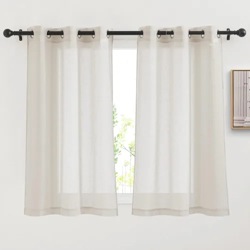 Miniatura 74 de NICETOWN Cortinas de lino traslúcidas con textura de lino de 84 pulgadas de largo, con ojales semitraslúcidos, tratamientos de ventana, privacidad