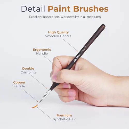 Miniatura 3 de Nicpro Pinceles de pintura en miniatura – Juego de 11 pinceles de pintura modelo para acuarela acrílica al óleo, pinceles de pintura