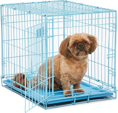 Miniatura 9 de MidWest Homes for Pets Jaula plegable para perros iCrate de una sola puerta rosa de moda de 24 pulgadas, seguridad mejorada, incluye bandeja a