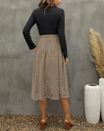 Miniatura 3 de Zattcas - Vestido por debajo de la rodilla acanalado de manga corta para mujer modesto vestido de trabajo casual con bolsillos