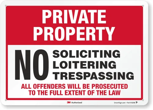 Miniatura 10 de SmartSign 12" x 11.5" Cartel de "Propiedad Privada No Solicitar No Merodear No Traspaso" Señal Octogonal de Patio con Estaca de 3 pies, Aluminio