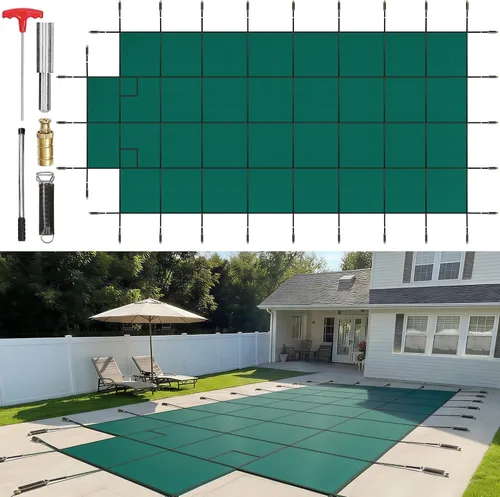 Miniatura 11 de VEVOR Cubierta rectangular para piscina de 12 x 20 pies, toldo de invierno de PVC color carbón, impermeable y repelente de suciedad