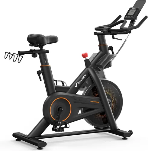 Merach Magnetic Exercise Bike, Heavy Duty Stationary Bike with Automated Resistance, 350 Lbs Weight Capacity, Low Noise Indoor Workout Bike for Home