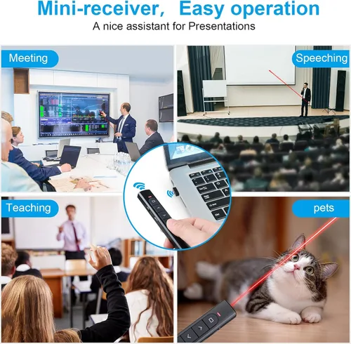 Miniatura 7 de (2 Unidades) Presentador Inalámbrico Remoto, Clicker de Presentación con Hiperenlace y Control de Volumen Remoto PowerPoint Clicker de Presentación