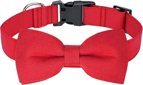 Collar de Navidad Malier con Pajarita - Collares Clásicos Rojos de Vacaciones para Niñas y Niños, Ajustable para Perros y Gatos Pequeños a Grandes