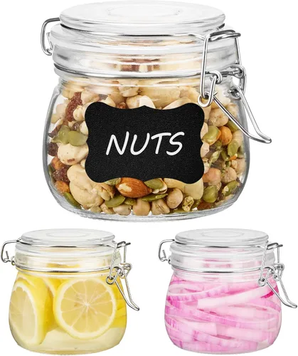 Miniatura 10 de Vtopmart Paquete de 2 tarros de almacenamiento de vidrio de 1.1 galones con tapas de abrazadera herméticas, recipientes cuadrados de 140 onzas