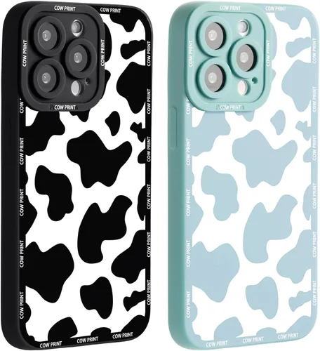 Miniatura 24 de Paquete de 2 bonitas fundas de teléfono para Apple iPhone 13 de 6.1 pulgadas, funda protectora de silicona con estampado de vaca a la moda, delgada