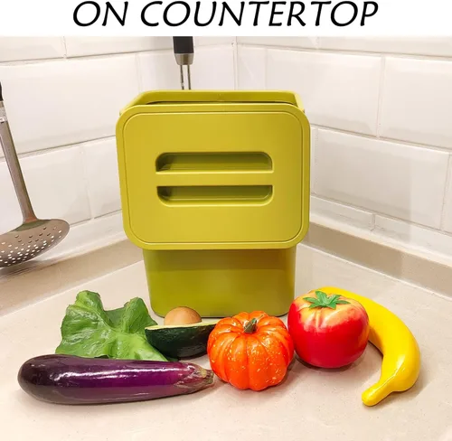 Miniatura 3 de stonespace Cubo de basura pequeño para cocina con tapa, contenedor de compost para cocina interior sellado, bote de basura debajo del fregadero