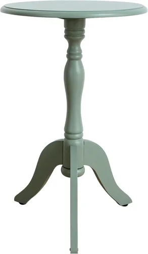 Miniatura 17 de HLR Mesa auxiliar redonda pequeña, mesas auxiliares laterales con pedestal de madera, mesita de noche vintage para sala de estar, dormitorio, Negro