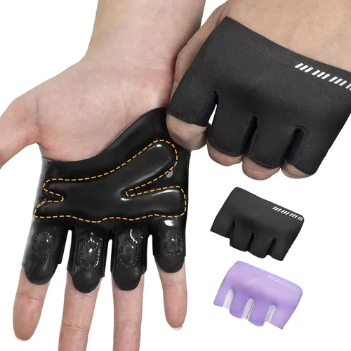 RIGWARL Guantes de entrenamiento para levantamiento de pesas para hombres y mujeres, guantes de gimnasio transpirables sin dedos para pesas, remo,