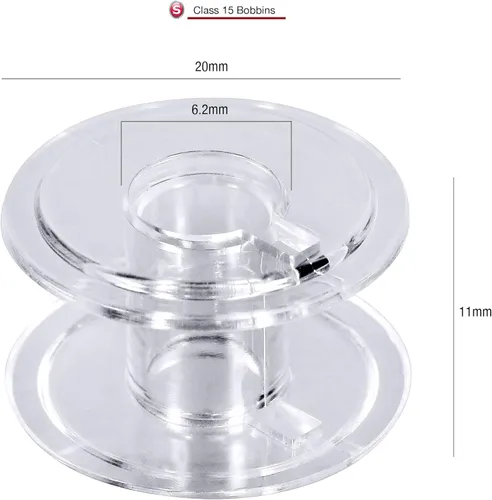 Miniatura 2 de Singer Bobbins - Bobinas de plástico transparente clase 15 - Bobinas de repuesto para máquina de coser, bobinas de máquina de coser, accesorios