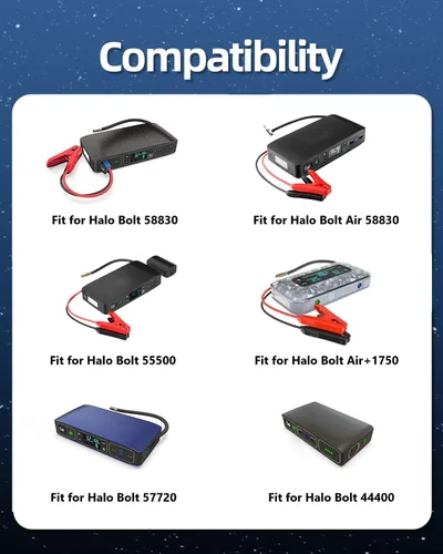 Miniatura 2 de Superer Cargador de 14 V apto para Halo Bolt Air 58830, 55830, 57720, 44400, 1201 y ACDC compacto inalámbrico portátil arrancador de automóvil