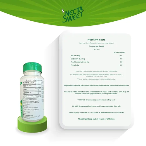 Miniatura 6 de Necta Sweet - Tabletas de sacarina de 1 grano – Sustitutos de azúcar sin calorías (paquete de 3 botellas de 1,000 tabletas)