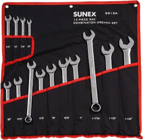 Miniatura 8 de Sunex Tools 9930 SAE Stubby - Juego de llaves combinadas, 3/8 pulgadas - 15/15 pulgadas, 11 piezas