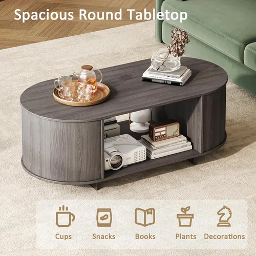 Miniatura 7 de Juego de Mesa de Centro y Soporte para TV de 2 Piezas, Centro de Entretenimiento con 2 Cajones, Consola de TV Moderna de 78.7'', Mesa de Centro Gris