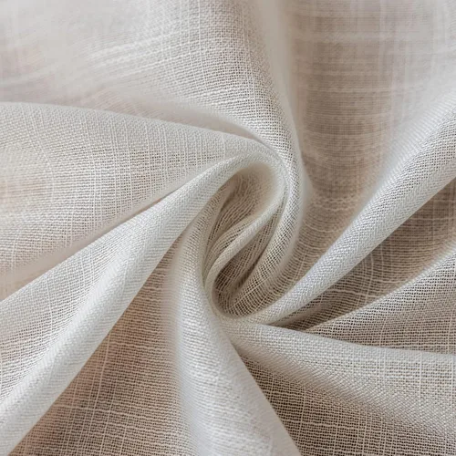 Miniatura 5 de 2 paneles de cortinas traslúcidas blancas de 54 pulgadas de largo, paneles transparentes de lino con textura para ventana, cortinas plisadas