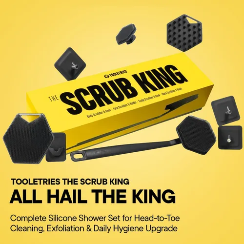 Miniatura 2 de TOOLETRIES The Scrub King - Juego de ducha de silicona para hombres, limpiador de espalda, limpiador corporal, limpiador facial y masajeador