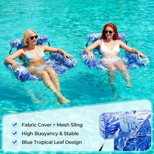 Miniatura 3 de Flotador inflable de piscina para adultos – Silla flotante resistente y fideos de piscina para verano, playa, lago y fiestas en la piscina – Cómodo
