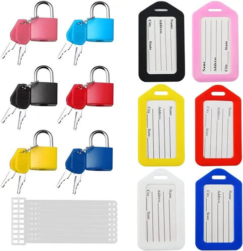 Juego de 6 candados para equipaje y etiquetas de equipaje, candado pequeño con llaves, cerraduras de maleta para equipaje, multicolor
