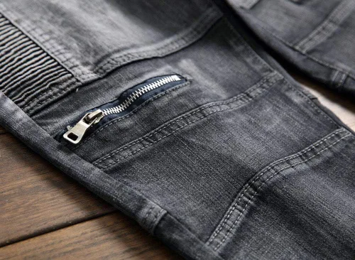 Miniatura 3 de Pantalones de mezclilla elásticos rasgados plisados para hombre